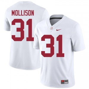 Cooper Mollison #31 White Men Stitched Jersey | Pro Cut Bama NCAA Football Gear 55412252