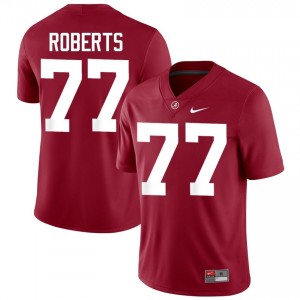 Crimson #77 Jaeden Roberts Men Embroidery Jersey | Roll Tide Genuine College Football Edition 74607135