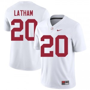 Jah-Marien Latham #20 White Men Stitched Jersey | Licensed Alabama Crimson Tide Player Football Gear 97601645