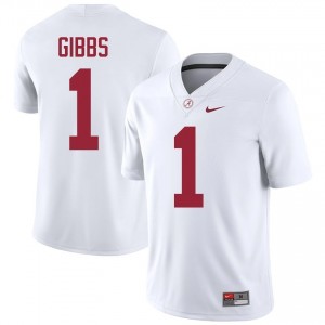 Jahmyr Gibbs #1 White Men Stitched Jersey | Elite Alabama Crimson Tide NCAA Football Gear 23184647