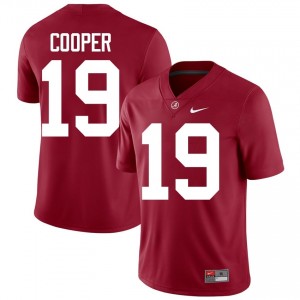 Crimson #19 John Cooper Men Embroidery Jersey | Alabama Durable University Football Edition 31836857