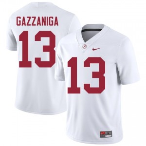 John Gazzaniga #13 White Men Stitched Jersey | Official Roll Tide University Football Gear 46950762