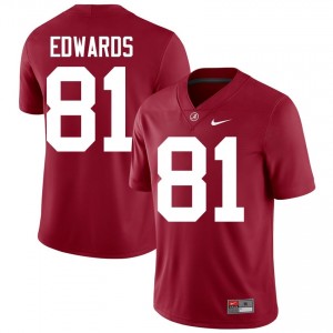 Crimson #81 Kaleb Edwards Men Embroidery Jersey | Alabama Iconic College Football Edition 61502133