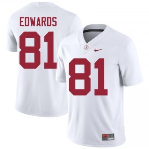 Kaleb Edwards #81 White Men Stitched Jersey | Essential Roll Tide NCAA Football Gear 82954389