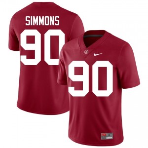 Crimson #90 London Simmons Men Embroidery Jersey | Alabama Licensed Player Football Edition 61063164