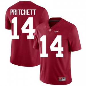 Crimson #14 Marshall Pritchett Men Embroidery Jersey | Crimson Tide Elite Thread University Football Edition 42335553