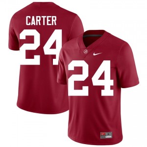 Crimson #24 Noah Carter Men Embroidery Jersey | Crimson Tide Elite Thread University Football Edition 82443675