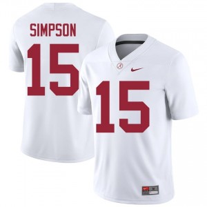 Ty Simpson #15 White Men Stitched Jersey | Pro Cut Alabama NCAA Football Gear 52921078