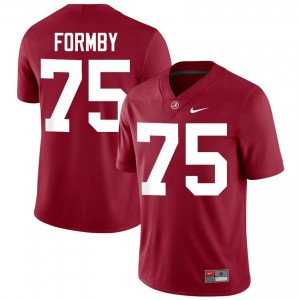 Crimson #75 Wilkin Formby Men Embroidery Jersey | Alabama Pro-Grade University Football Edition 82124237
