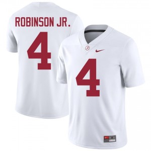 Brian Robinson Jr. #4 White Men Stitched Jersey | Pro-Grade Bama University Football Gear 54769823