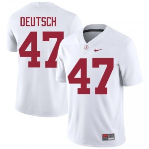 Eli Deutsch #47 White Men Stitched Jersey | Elite Thread Bama University Football Gear 72868491