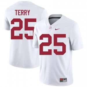 J'Alan Terry #25 White Men Stitched Jersey | Fresh Alabama Crimson Tide Player Football Gear 69656107