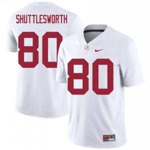 Jaxon Shuttlesworth #80 White Men Stitched Jersey | Gameday Crimson Tide College Football Gear 78691167