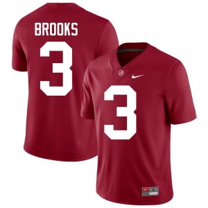 Crimson #3 Lotzeir Brooks Men Embroidery Jersey | Alabama Crimson Tide Durable University Football Edition 53804057