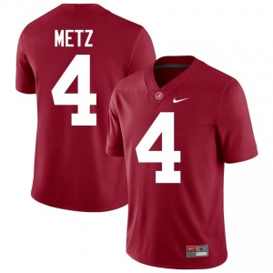 Crimson #4 Luke Metz Men Embroidery Jersey | Bama Pro-Grade University Football Edition 14535336