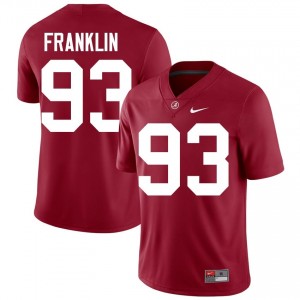 Crimson #93 Malique Franklin Men Embroidery Jersey | Roll Tide Genuine College Football Edition 65024750
