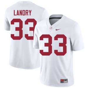 Preston Landry #33 White Men Stitched Jersey | Moisture Wicking Alabama High School Football Gear 86089072