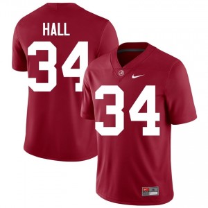 Crimson #34 Zay Hall Men Embroidery Jersey | Roll Tide Genuine College Football Edition 56782548