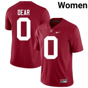 Crimson #0 AK Dear Women Embroidery Jersey | Alabama Licensed Player Football Edition 78122011