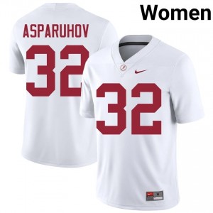 Alex Asparuhov #32 White Women Stitched Jersey | Genuine Roll Tide College Football Gear 16264714