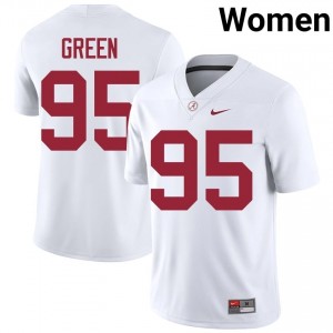 Anderson Green #95 White Women Stitched Jersey | Officially Licensed Alabama Crimson Tide High School Football Gear 69782366