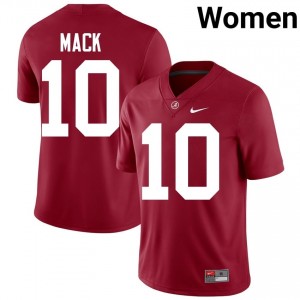 Crimson #10 Austin Mack Women Embroidery Jersey | Alabama Iconic College Football Edition 72525326