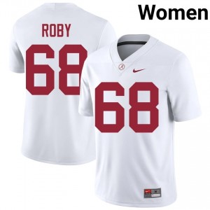 Billy Roby #68 White Women Stitched Jersey | Moisture Wicking Crimson Tide High School Football Gear 54344580