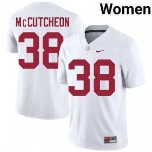 Brody McCutcheon #38 White Women Stitched Jersey | Durable Alabama Crimson Tide University Football Gear 50269814