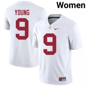Bryce Young #9 White Women Stitched Jersey | Limited Roll Tide High School Football Gear 63392624