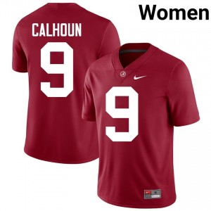Crimson #9 Cam Calhoun Women Embroidery Jersey | Alabama Durable University Football Edition 69498678