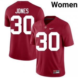 Crimson #30 Cayden Jones Women Embroidery Jersey | Alabama Iconic College Football Edition 39008378