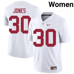 Cayden Jones #30 White Women Stitched Jersey | Essential Roll Tide NCAA Football Gear 79055196