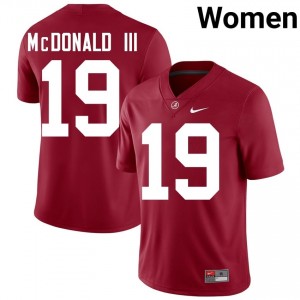 Crimson #19 Chuck McDonald III Women Embroidery Jersey | Alabama Crimson Tide Licensed Player Football Edition 19676825