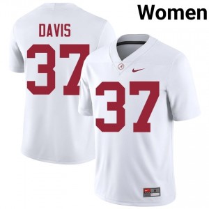 Cole Davis #37 White Women Stitched Jersey | Moisture Wicking Crimson Tide High School Football Gear 87341448