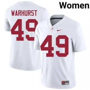 Conner Warhurst #49 White Women Stitched Jersey | Premium Alabama Crimson Tide NCAA Football Gear 96328836