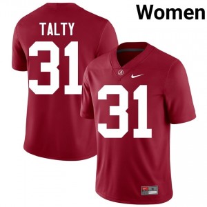 Crimson #31 Conor Talty Women Embroidery Jersey | Alabama Exclusive College Football Edition 45213723