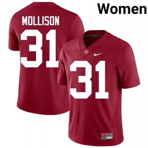 Crimson #31 Cooper Mollison Women Embroidery Jersey | Crimson Tide Moisture Wicking High School Football Edition 33986348