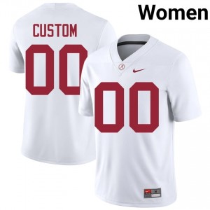 Custom #00 White Women Stitched Jersey | Durable Alabama University Football Gear 76058380