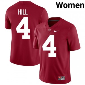 Crimson #4 Daniel Hill Women Embroidery Jersey | Bama Pro Cut NCAA Football Edition 51485135