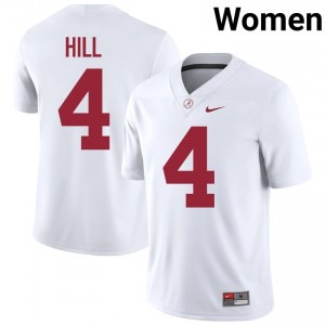Daniel Hill #4 White Women Stitched Jersey | Classic Roll Tide Player Football Gear 73450462