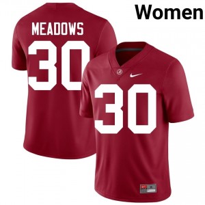 Crimson #30 Derek Meadows Women Embroidery Jersey | Roll Tide Official University Football Edition 39851357