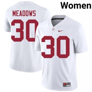 Derek Meadows #30 White Women Stitched Jersey | Gameday Crimson Tide College Football Gear 90908541