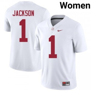 Domani Jackson #1 White Women Stitched Jersey | Officially Licensed Alabama High School Football Gear 12303297
