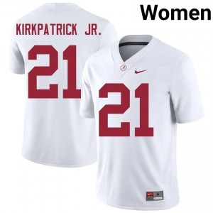 Dre Kirkpatrick Jr. #21 White Women Stitched Jersey | Essential Roll Tide NCAA Football Gear 86650450