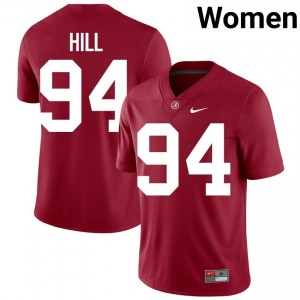 Crimson #94 Edric Hill Women Embroidery Jersey | Alabama Pro Cut NCAA Football Edition 57227931