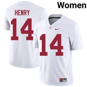 Fatutoa Henry #14 White Women Stitched Jersey | Alumni Alabama High School Football Gear 69229091