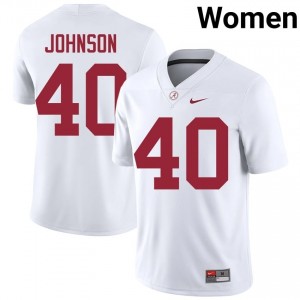 Grant Johnson #40 White Women Stitched Jersey | Officially Licensed Alabama Crimson Tide High School Football Gear 44956386
