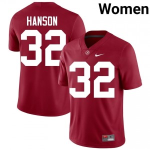 Crimson #32 Griffin Hanson Women Embroidery Jersey | Crimson Tide Elite NCAA Football Edition 91622832