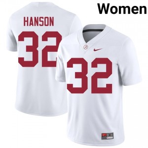 Griffin Hanson #32 White Women Stitched Jersey | Licensed Alabama Crimson Tide Player Football Gear 93494987