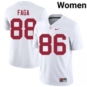 Isaia Faga #88 White Women Stitched Jersey | Durable Alabama Crimson Tide University Football Gear 44666914